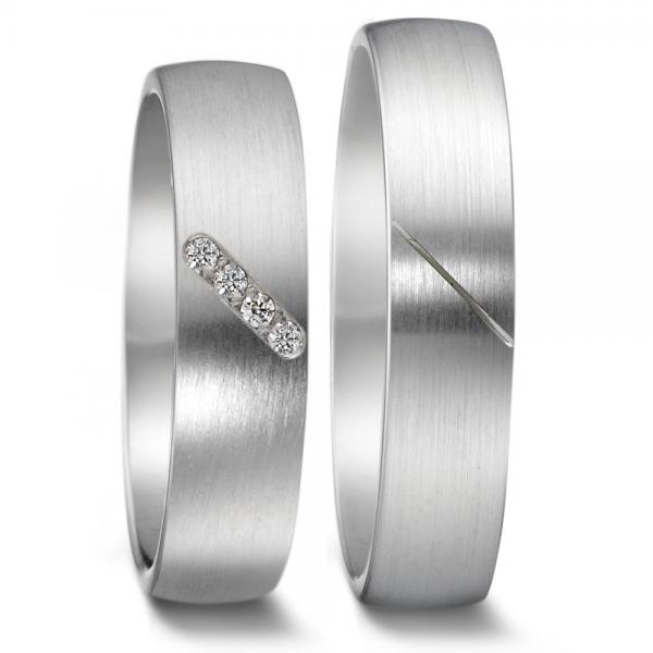 Weidner Trauringe Weissgold 61058 + 71058